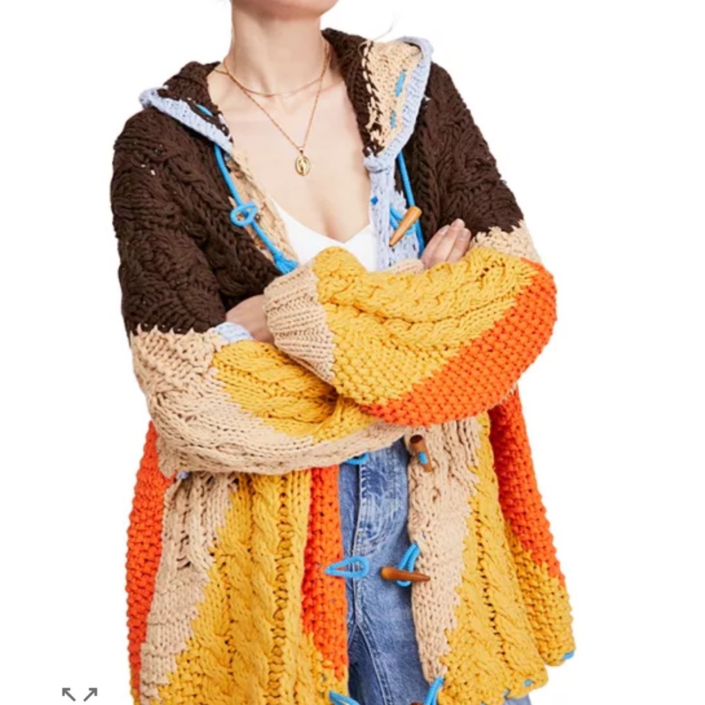 Free People Multicolor Knit hooded Cardigan